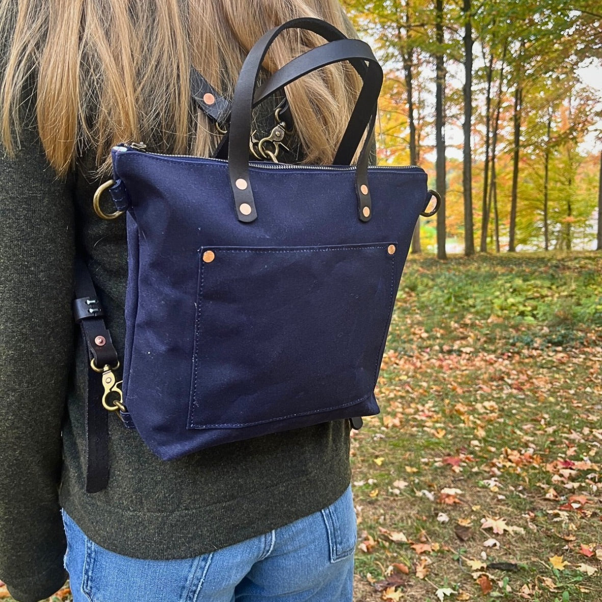 Derby Mini Tote Convertible Backpack- Navy