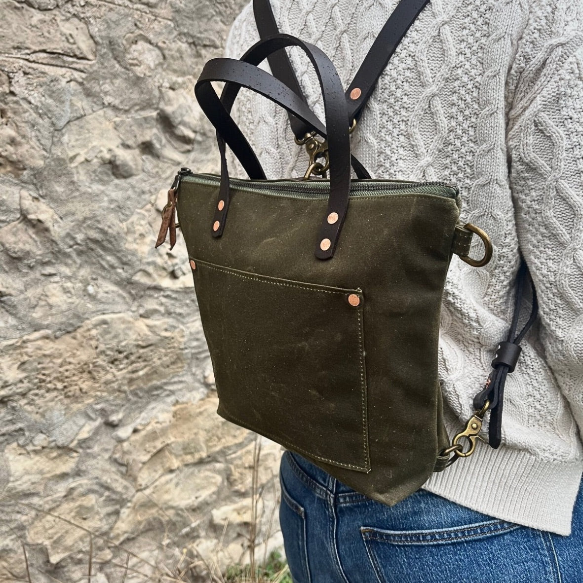 Derby Mini Tote Convertible Backpack- Olive